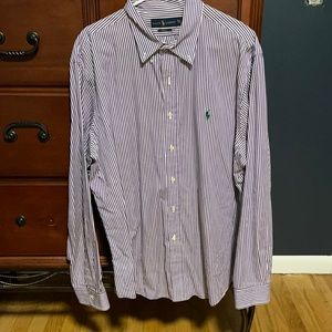 Men’s Ralph Lauren dress shirt white and purple stripes XXL